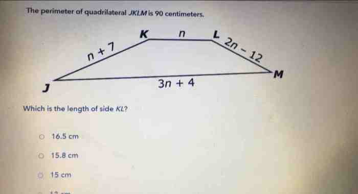 What is the perimeter of jklm