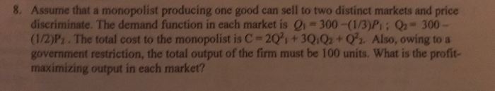 Assuming no change in product demand a pure monopolist